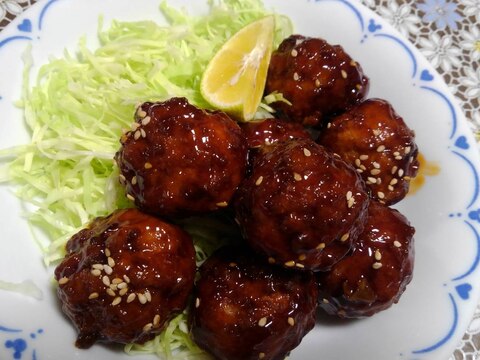 冷凍肉団子で甘辛肉団子 レシピ 作り方 By あやめぇ 楽天レシピ